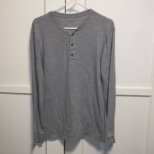 Structure Medium Gray Slim Fit Long Sleeve Henley Thermal Shirt